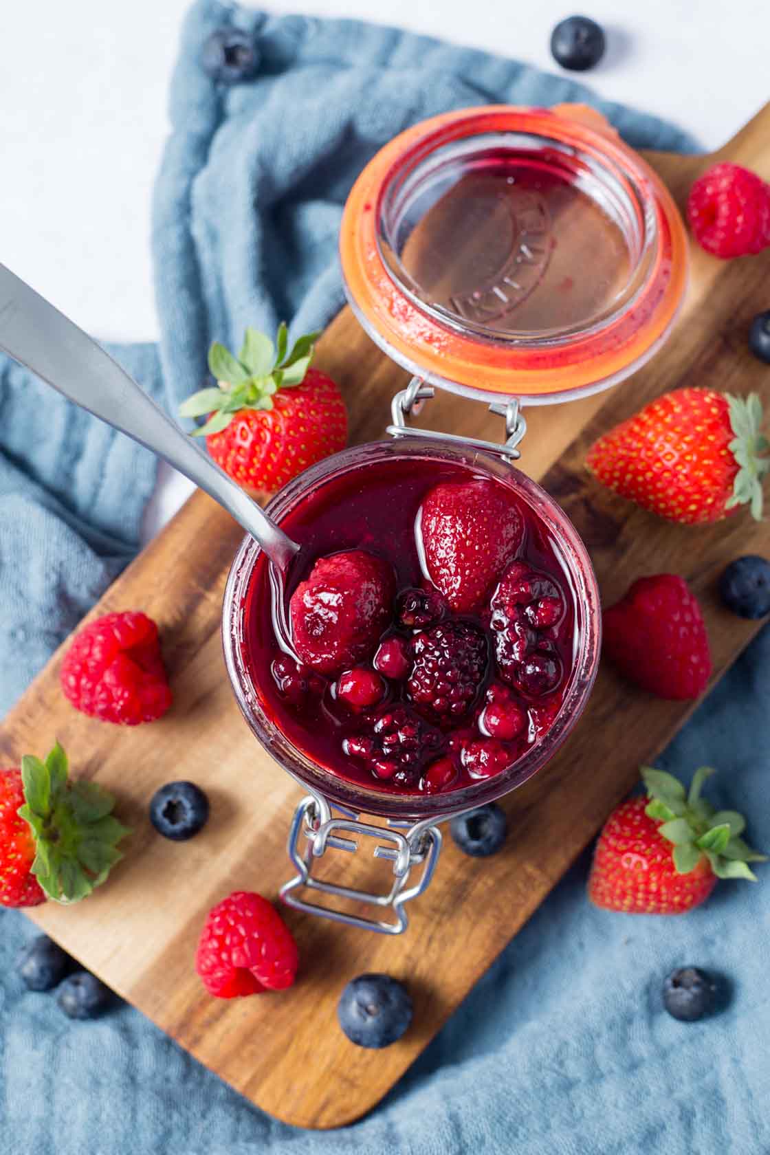 Fresh Berry Compote in a jar